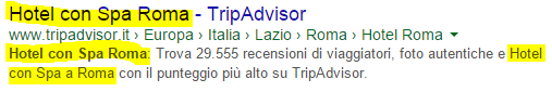 Screenshot risultato organico per ricerca "hotel con spa Roma"